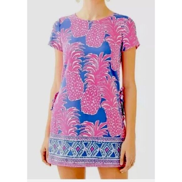 Lilly Pulitzer Blanca Stretch Romper size 0 blue haven little flamenco pineapple - Picture 1 of 10
